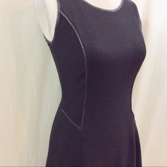 Leather Trim Waffle Weave Knit Short  Dress - Picture 6 of 8